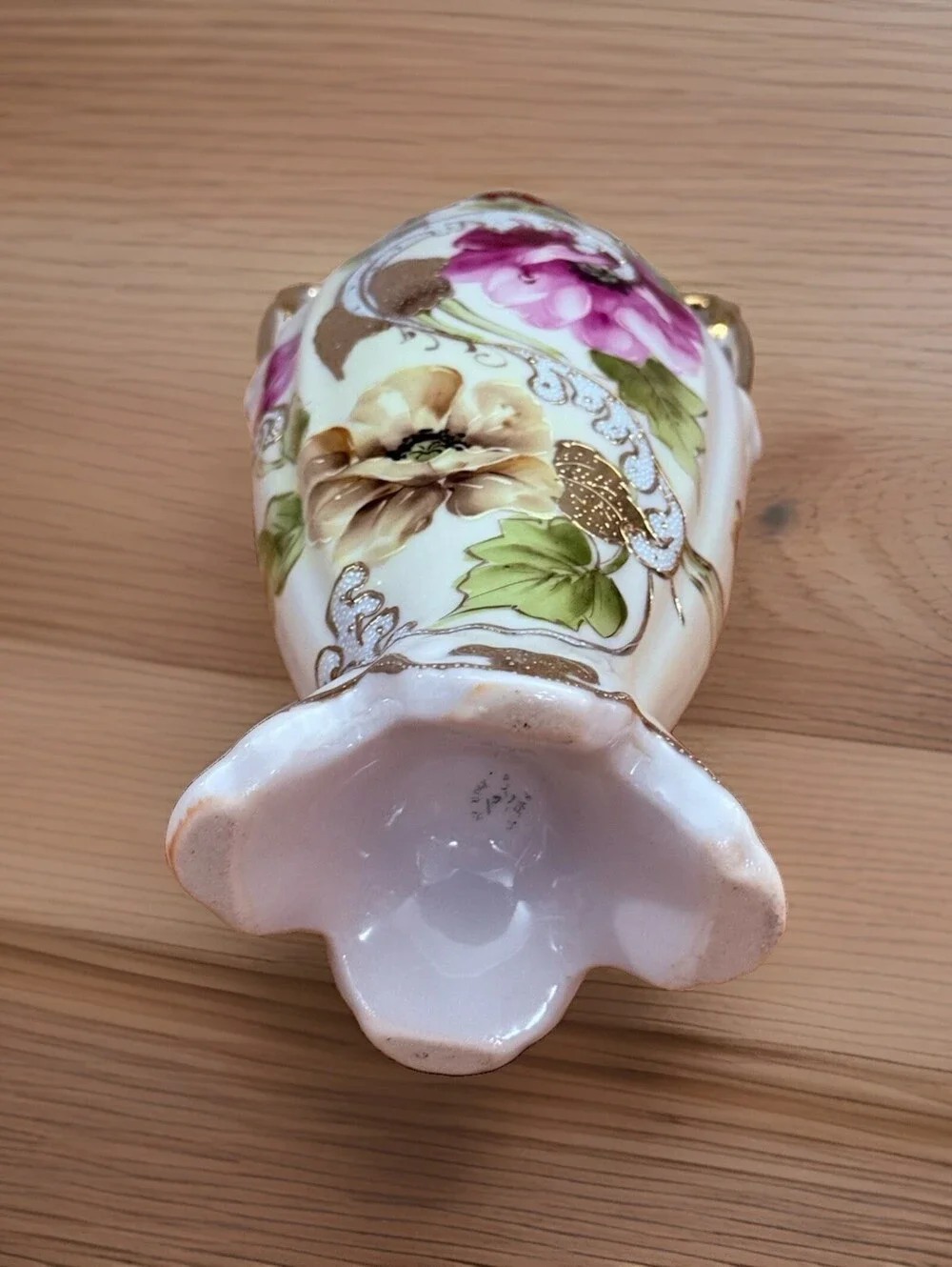 Antique Porcelain Vase Urn Floral Peonies Hand Painted Gold Gilded Japan  9